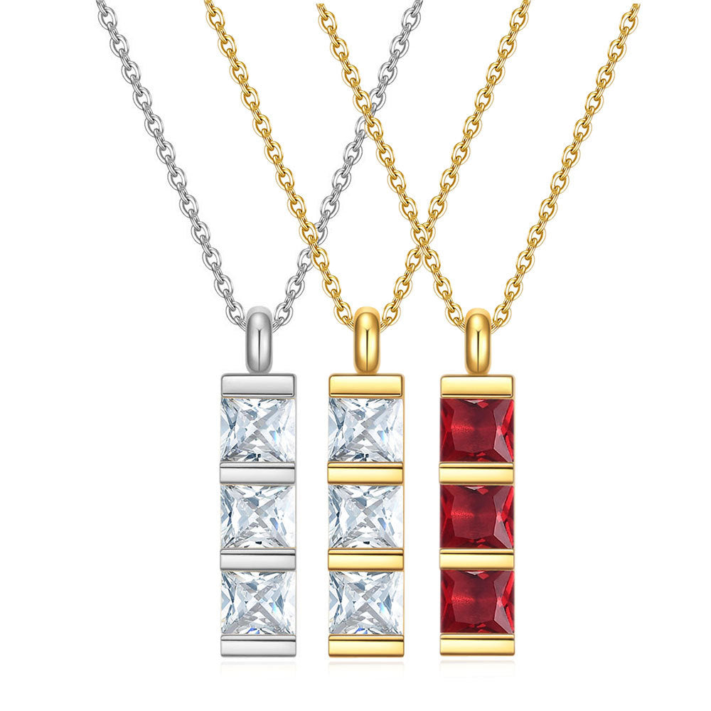 Damen Halskette mit modernem, geometrischem Anhänger und funkelnden Zirkonia Shop Nory