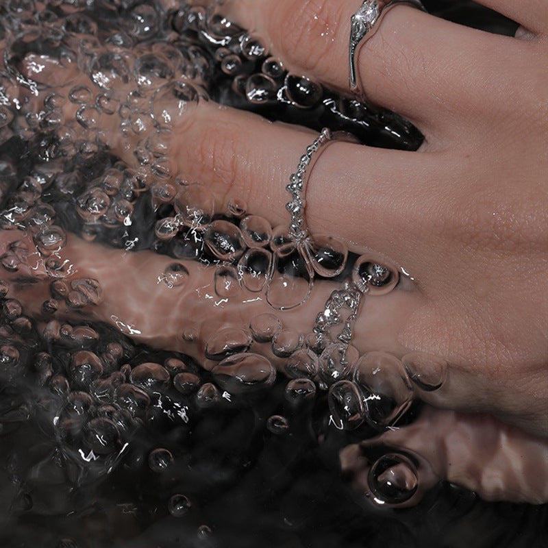 Damen Offener Ring mit kunstvollem Design und funkelndem Kristall Shop Nory