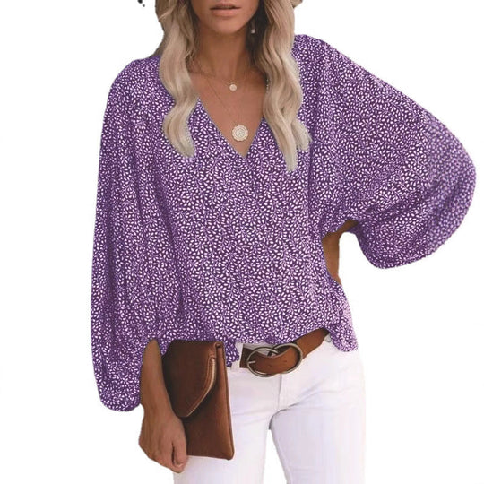 Damen Bluse mit weiten Ärmeln und floralem Muster