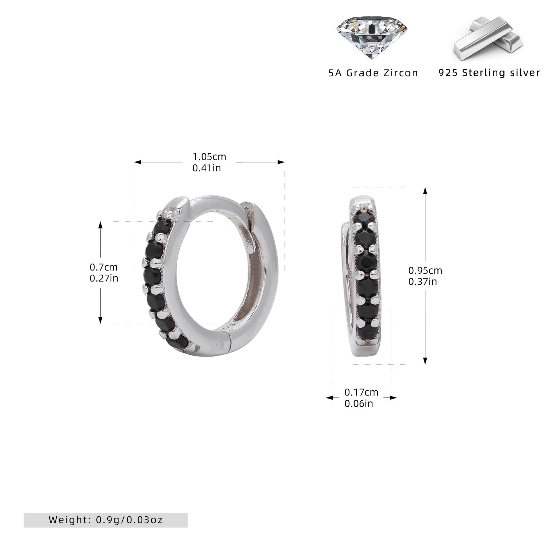 Damen Creolen mit funkelnden Zirkonia-Details aus 925 Sterling Silber Shop Nory