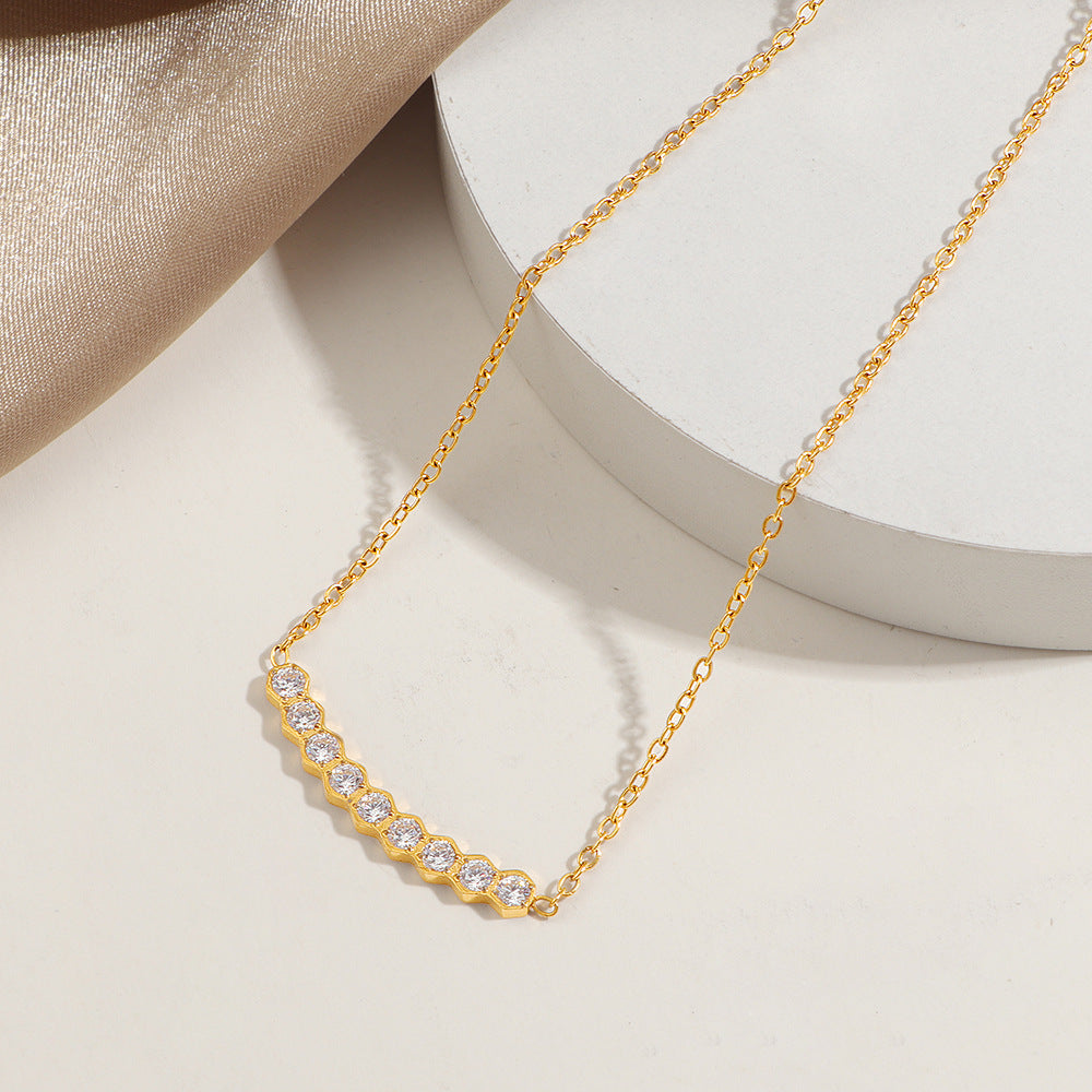 Damen Glänzende Edelstein-betonte Bar Kette Shop Nory