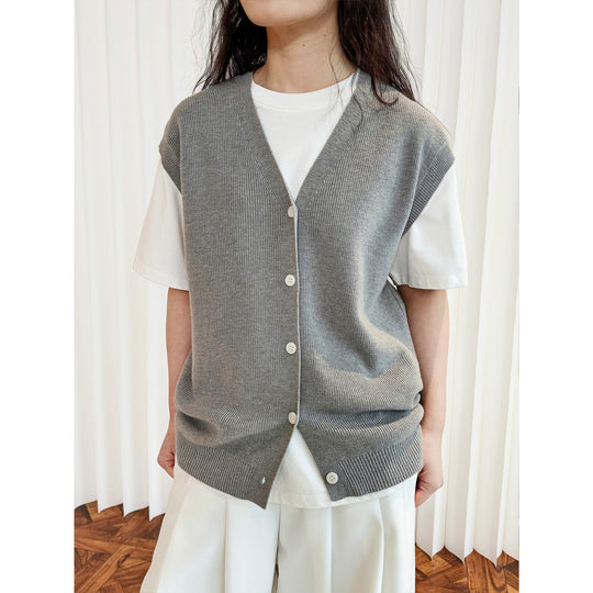 Damen Ärmellose Feinstrickweste mit V‑Ausschnitt und Knopfleiste Shop Nory