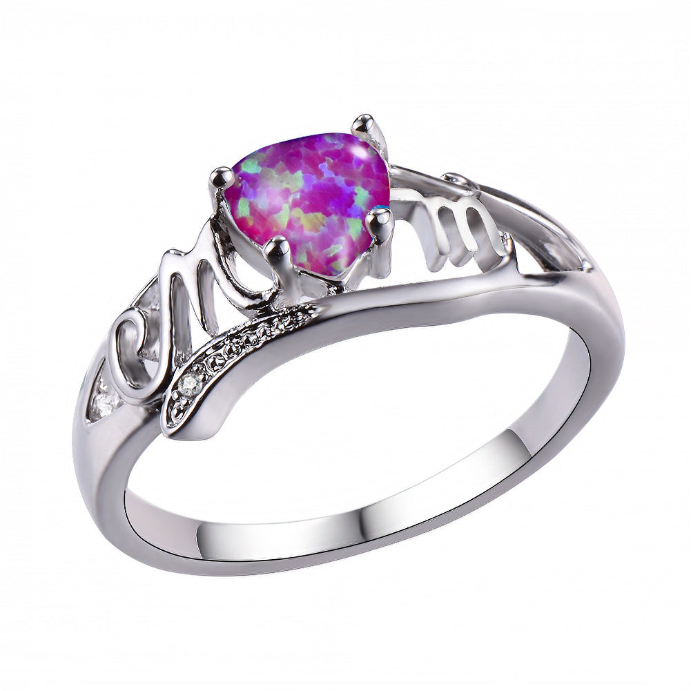 Damen Ring mit herzförmigem Opal und funkelnden Zirkonia-Steinen Shop Nory