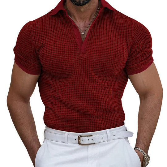 Herren nan strukturiertes Piqué-Poloshirt aus Baumwollmischung mit verstärktem Polokragen