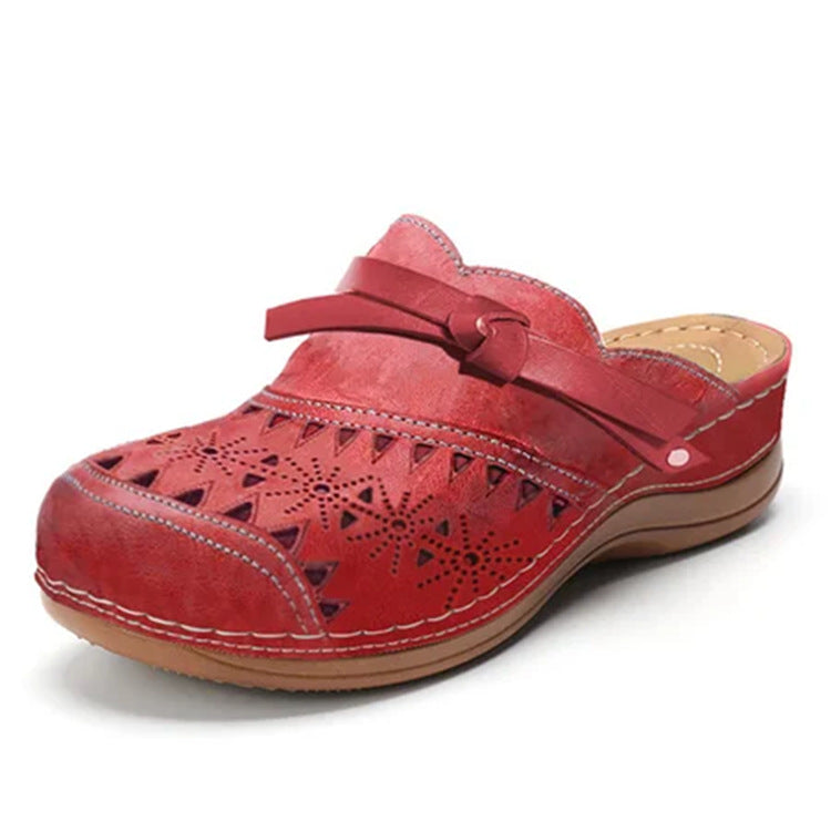 Damen Komfort Clogs mit modischem Lochmuster und dekorativem Riemen