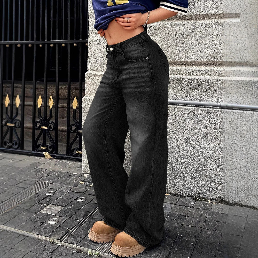 Damen weite hochtaillierte Denim-Jeans im Baggy‑Stil mit extra weitem Bein Shop Nory
