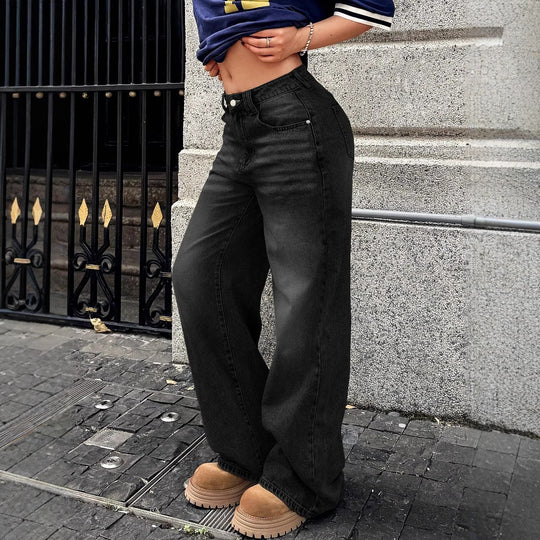 Damen weite hochtaillierte Denim-Jeans im Baggy‑Stil mit extra weitem Bein Shop Nory