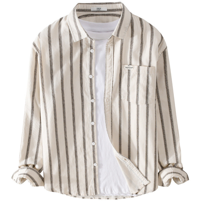 Herren Gestreiftes Oversize-Hemd aus Baumwollmix mit Brusttasche und Relaxed-Fit Shop Nory