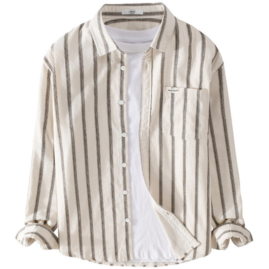 Herren Gestreiftes Oversize-Hemd aus Baumwollmix mit Brusttasche und Relaxed-Fit Shop Nory