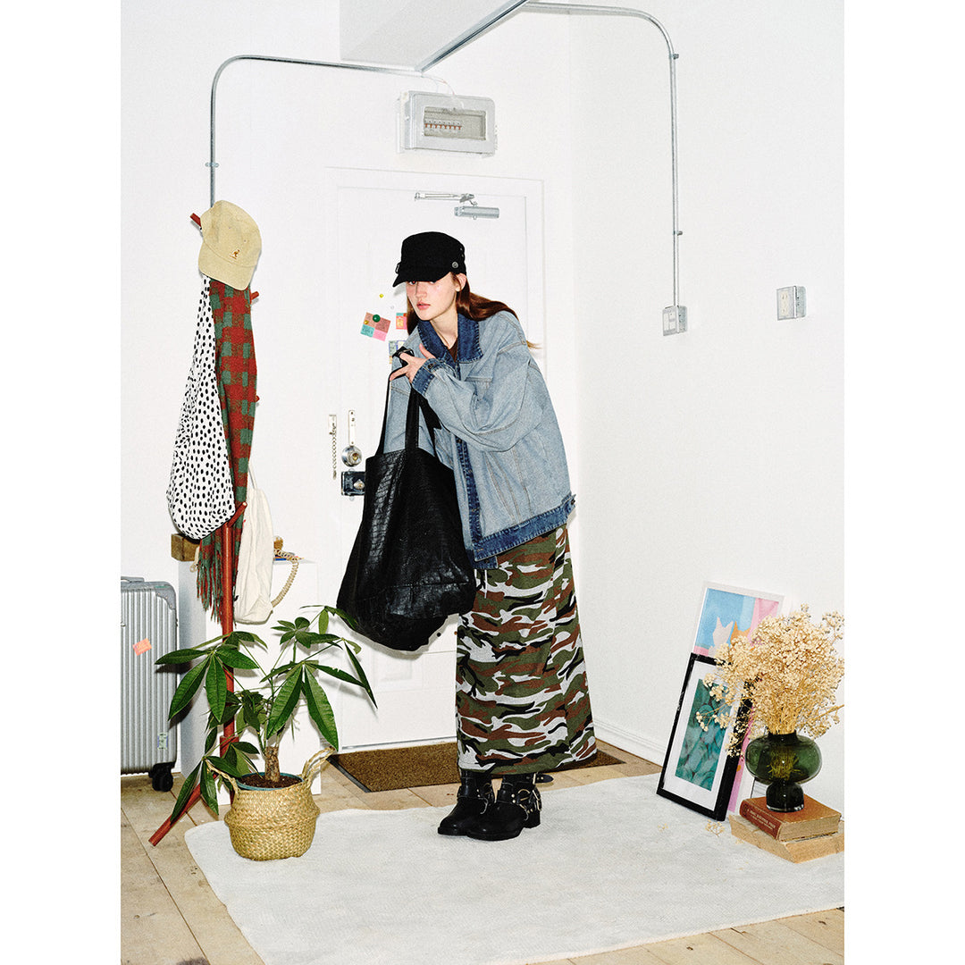 Unisex Oversize-Jeansjacke im Boxy‑Cut mit Kontrastblende und Brustklappen Shop Nory