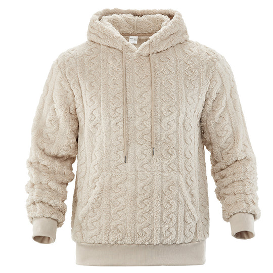 Herren Flauschiger Sherpa-Hoodie mit Zopfmuster, Kängurutasche und Rippbündchen Shop Nory