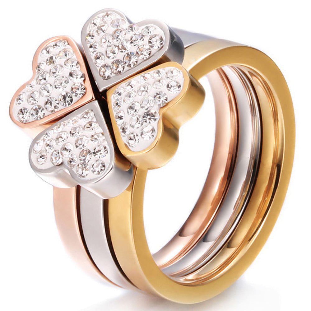 Damen Ring mit vierblättrigem Kleeblatt-Design und strahlendem Zirkonia-Besatz Shop Nory