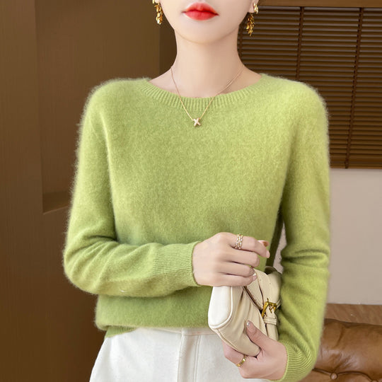 Damen Weicher Mohair‑Optik Rundhals‑Pullover mit feinem Rippsaum und leichter Oversize‑Passform Shop Nory