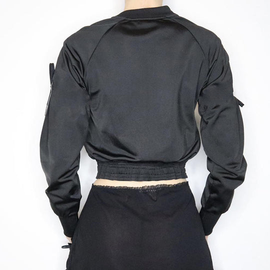 Damen nan sportive Zip-Jacke im Bomberstil mit seitlichen Streifen, Ärmel-Bindebändern und Kordelbund Shop Nory