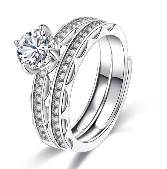 Damen Verlobungsring mit funkelndem Solitär und luxuriösen Zirkonia-Details Shop Nory