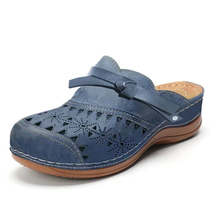 Damen Komfort Clogs mit modischem Lochmuster und dekorativem Riemen