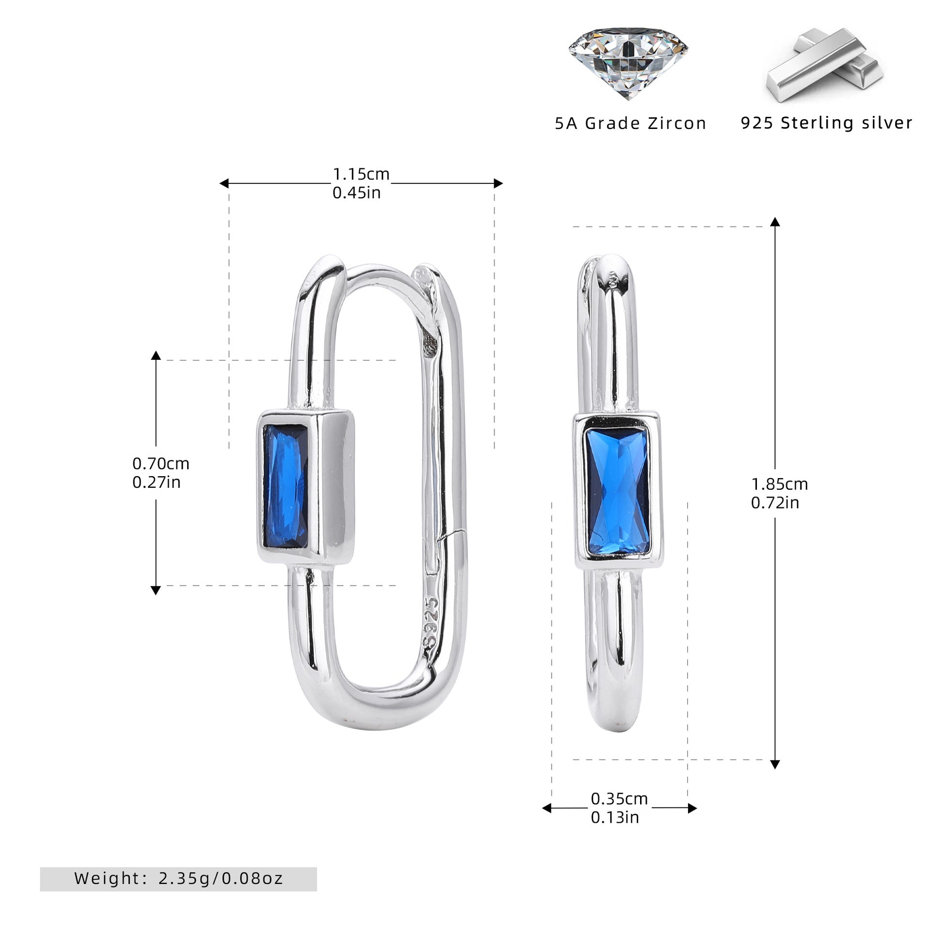 Damen Ohrstecker mit luxuriösem 5A Zirkon aus 925 Sterling Silber Shop Nory
