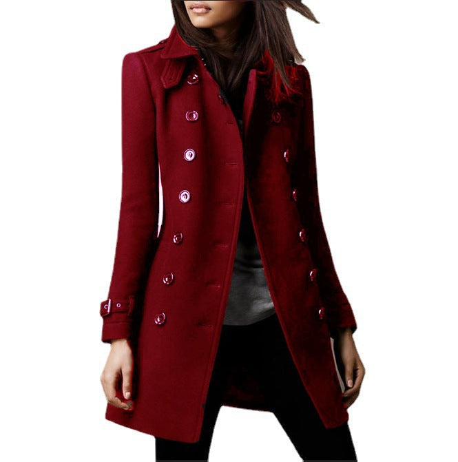 Damen Doppelreihiger Wollmix-Trenchcoat mit Taillengürtel Shop Nory