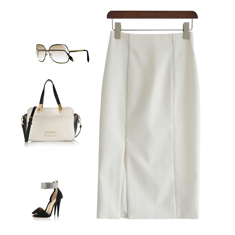 Damen Eleganter Bleistiftrock mit seitlichem Schlitz und feinem Stoff Shop Nory
