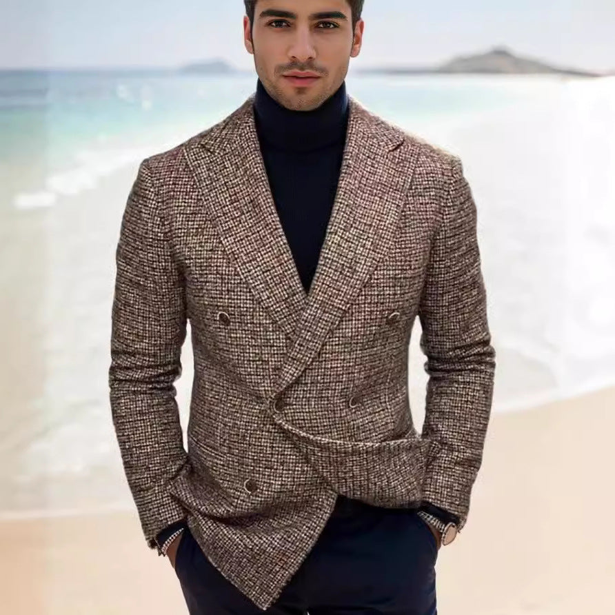 Herren Doppelreihiger Struktur-Blazer mit taillierter Schnittführung Shop Nory