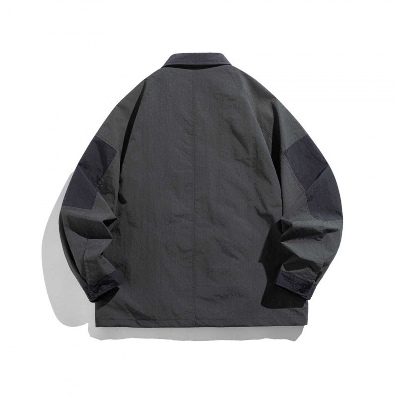 Unisex Oversize Utility-Fieldjacke mit aufgesetzten Taschen, Kontrastpaneelen und versteckter Reißverschlussleiste Shop Nory