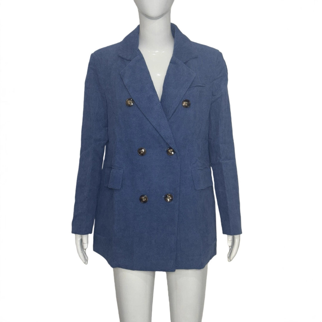 Damen Langer Cord-Blazer im Doppelreiher mit Reverskragen und Pattentaschen Shop Nory