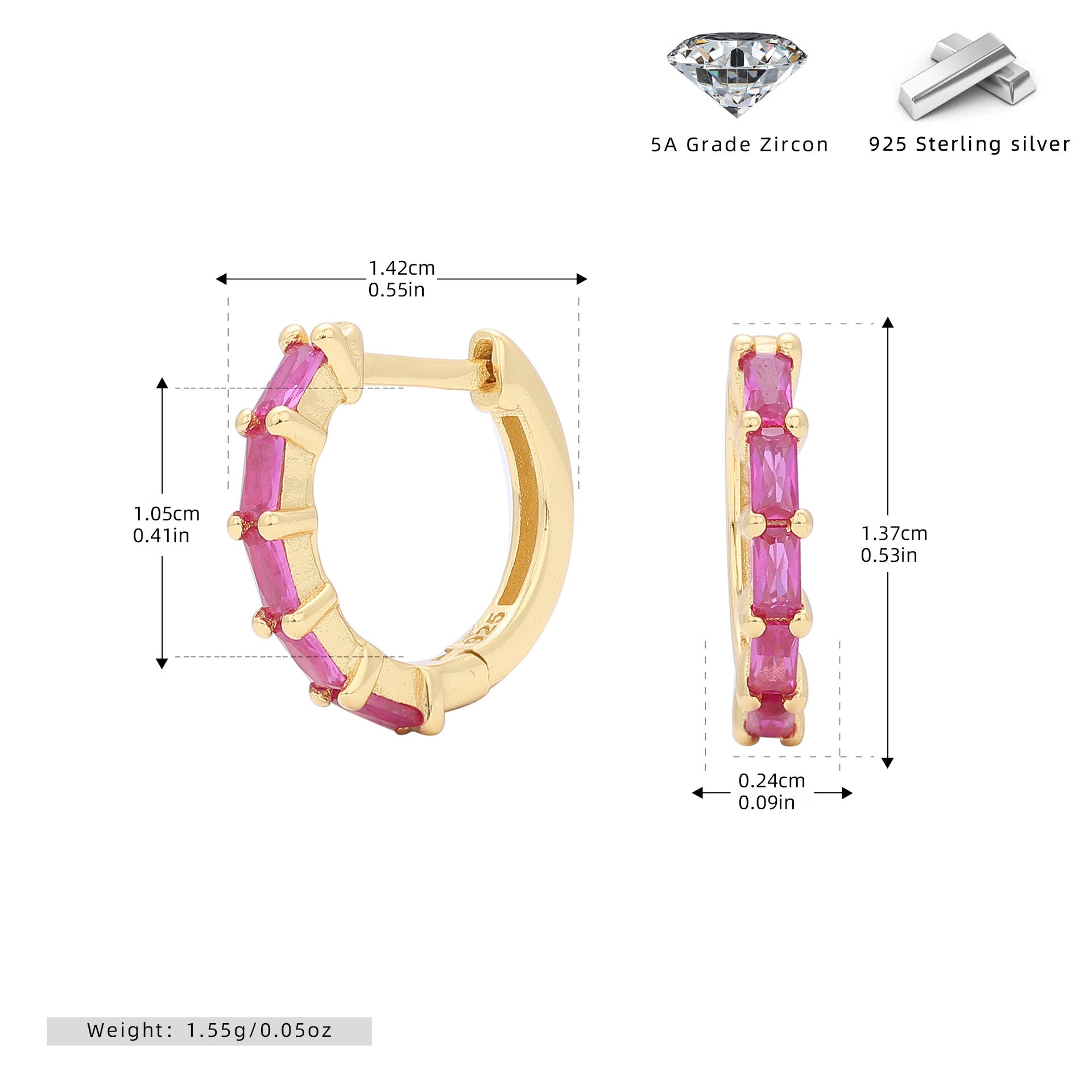 Damen Creolen mit funkelnden Zirkon-Elementen aus hochwertigem 925 Sterling Silber Shop Nory