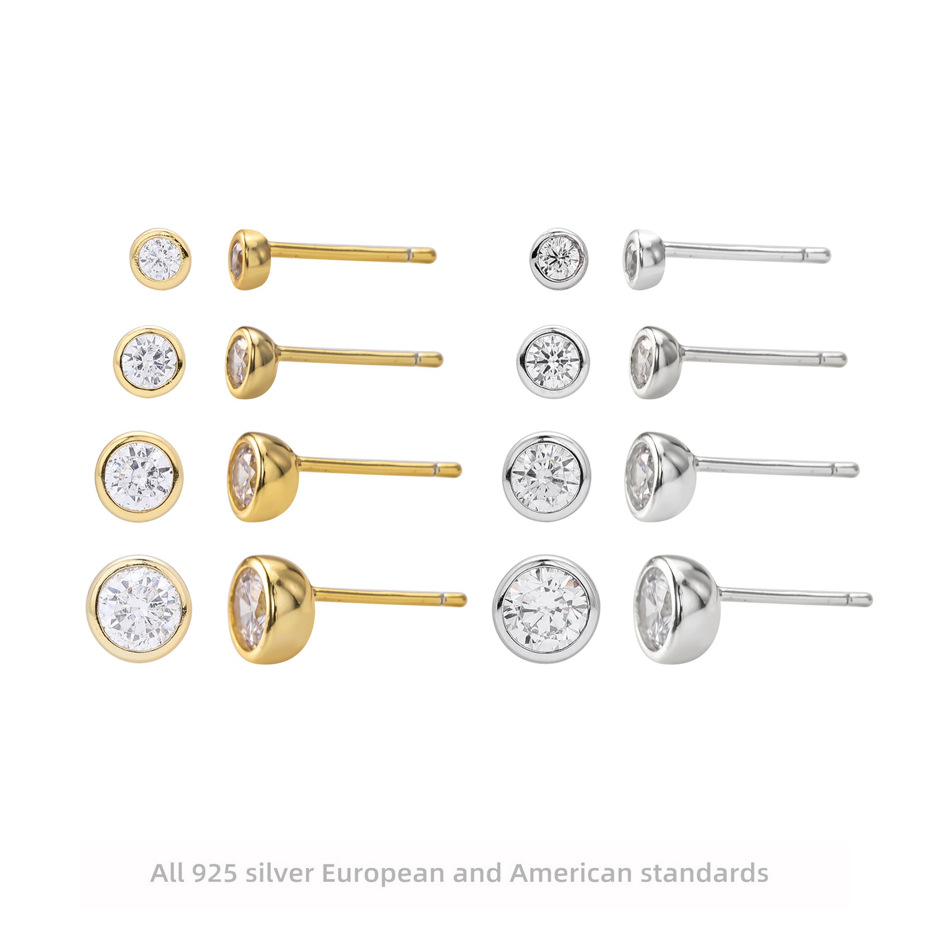 Damen Ohrstecker aus 925 Sterling Silber mit funkelnden 5A Zirkonsteinen Shop Nory