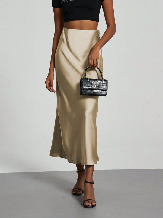 Damen Elegante und fließende Satin Maxiröcke