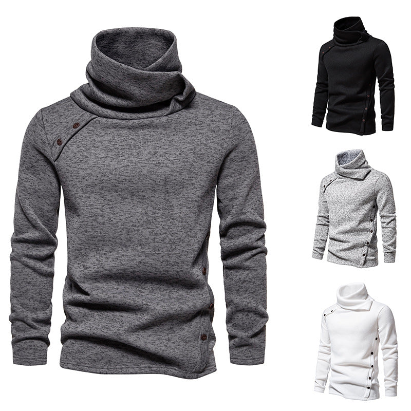 Herren modisches Kapuzenpullover mit asymmetrischem Design und Knopfdetails