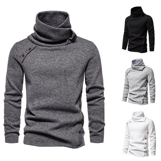 Herren modisches Kapuzenpullover mit asymmetrischem Design und Knopfdetails