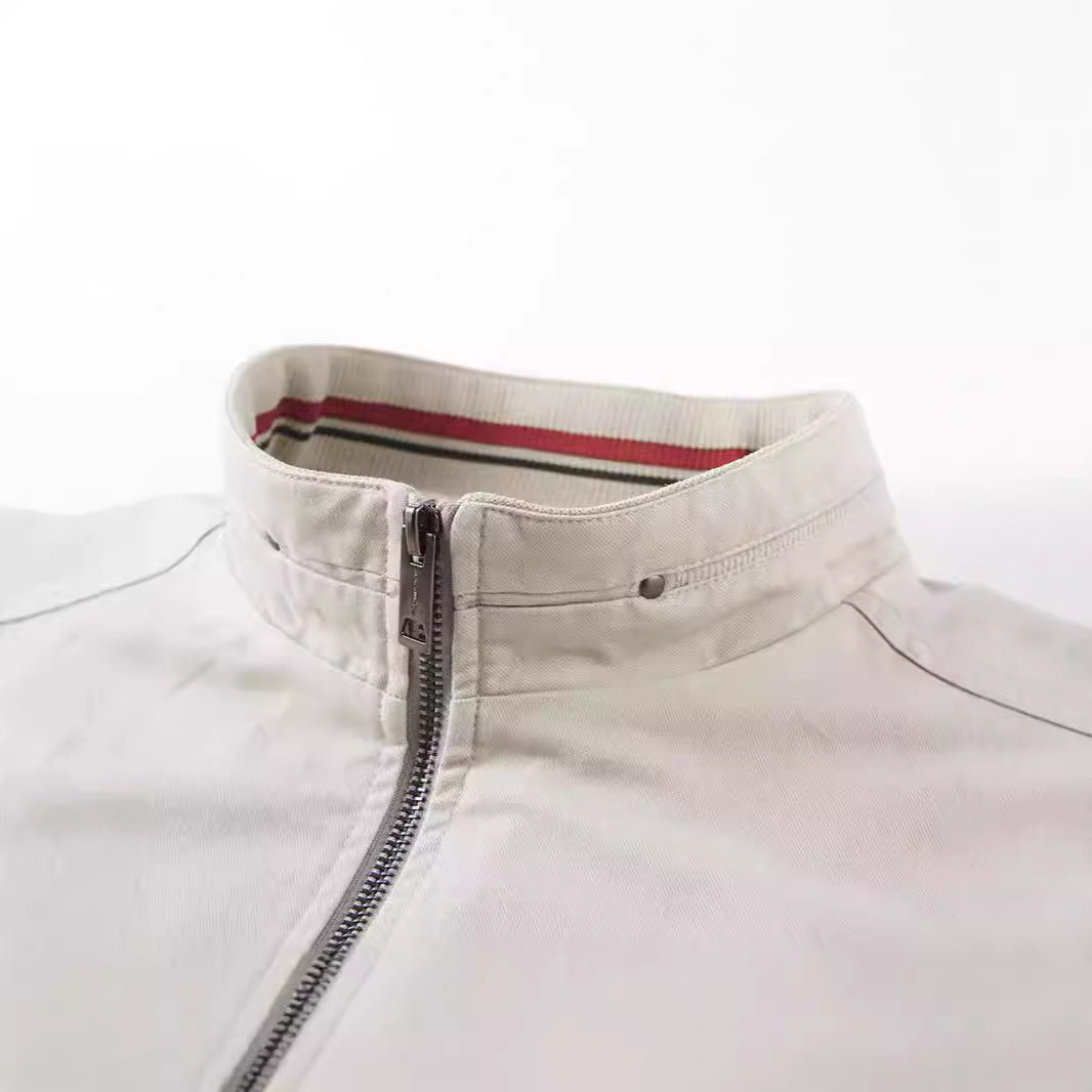 Herren Leichte Übergangsjacke mit Stehkragen, Frontreißverschluss und Innengrafik Shop Nory