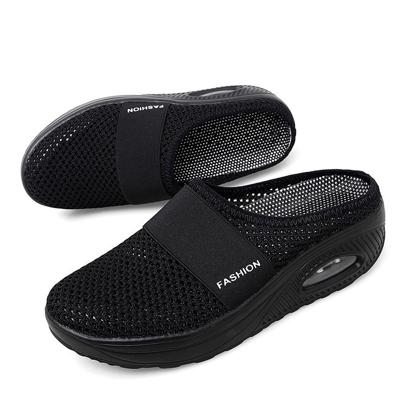 Damen Halbschuh-Slipper mit atmungsaktivem Strickobermaterial, elastischem Mittelfußriemen und Dämpfungssohle Shop Nory