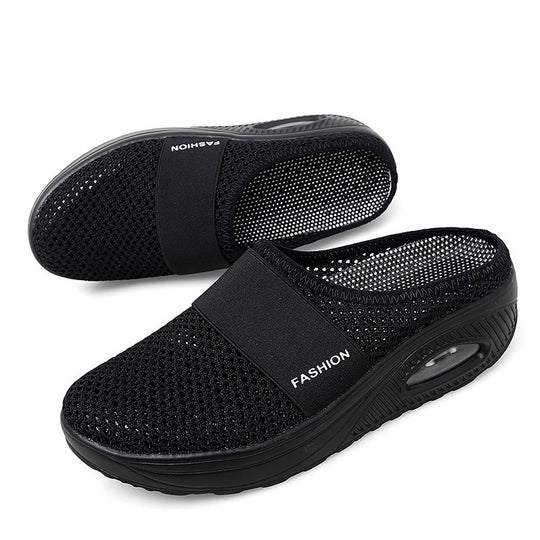 Damen Halbschuh-Slipper mit atmungsaktivem Strickobermaterial, elastischem Mittelfußriemen und Dämpfungssohle Shop Nory