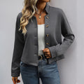 Damen lässige Kurzjacke mit Knopfdetail und strukturiertem Stoff