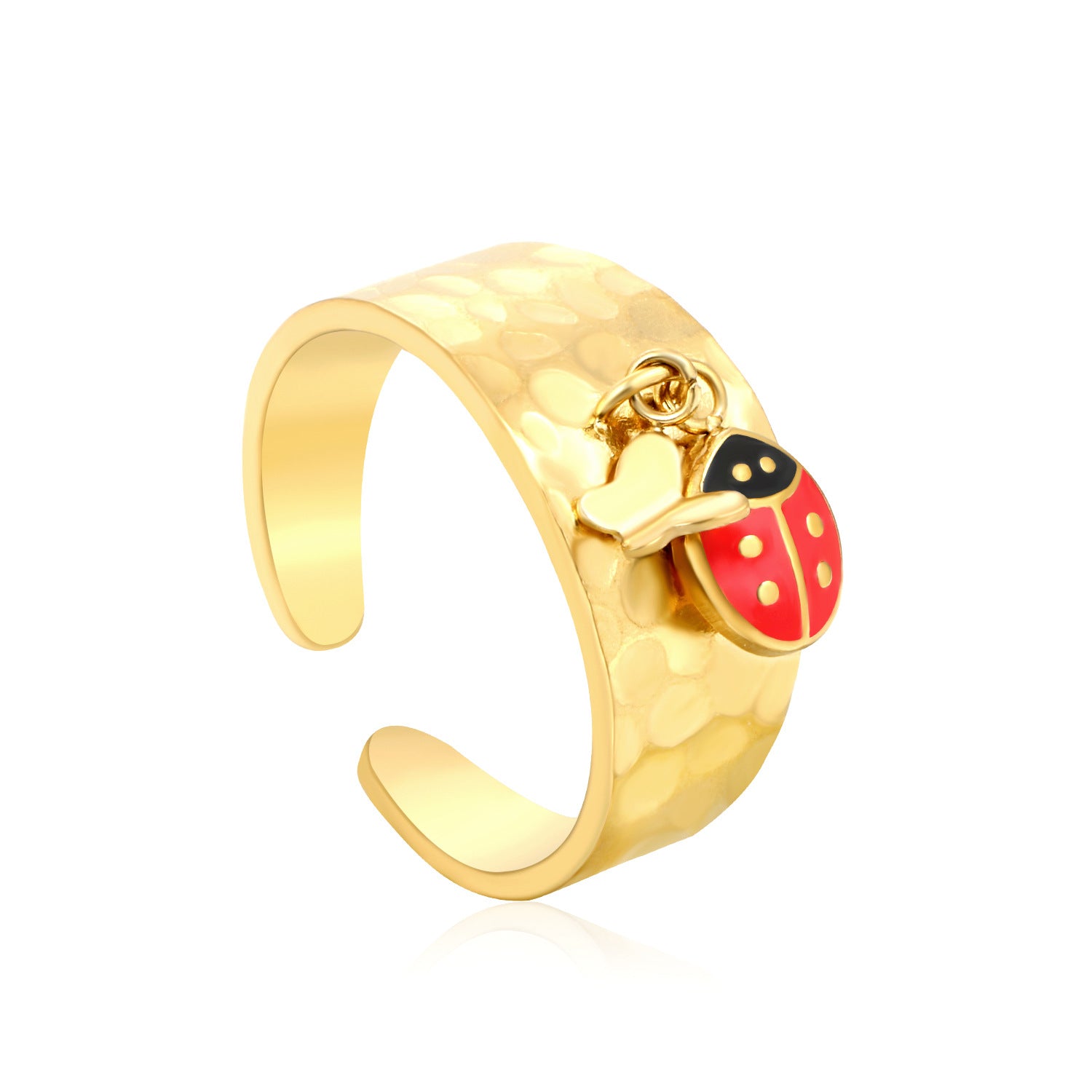 Damen Ring mit kunstvollem Marienkäfer-Anhänger und luxuriöser Perle Shop Nory