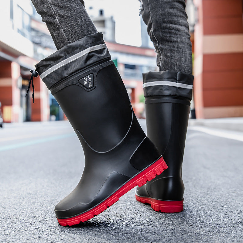 Herren Outdoor-Gummistiefel mit Thermokragen, Zugkordelverschluss und rutschfester Profilsohle Shop Nory