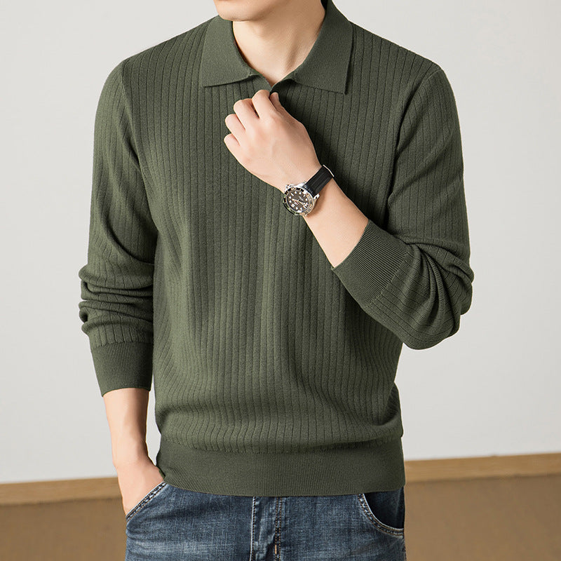 Herren Polokragen-Feinstrickpullover mit Rippstruktur und schmaler Silhouette Shop Nory