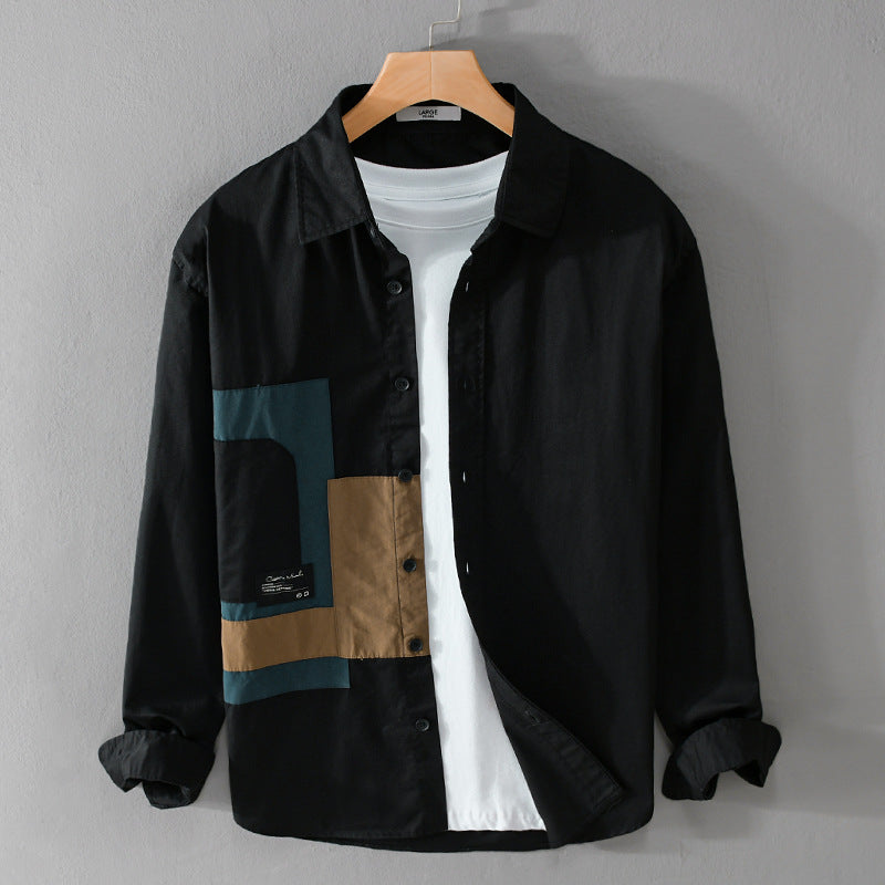 Herren Overshirt-Hemd mit geometrischem Patch-Design und Relaxed-Fit Shop Nory