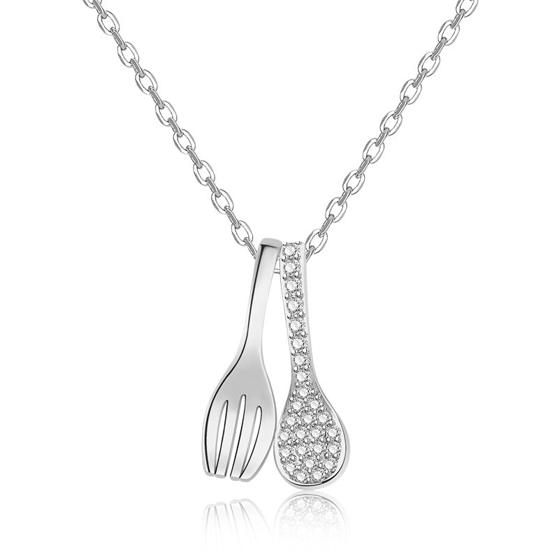 Damen Anhänger-Halskette mit filigranem Gabel- und Löffeldesign Shop Nory
