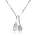Damen Anhänger-Halskette mit filigranem Gabel- und Löffeldesign Shop Nory