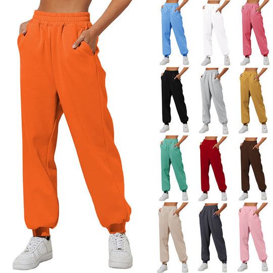 Damen nan weite High‑Waist Jogginghose mit soften Bügelfalten, elastischem Komfortbund und gerippten Knöchelbündchen Shop Nory