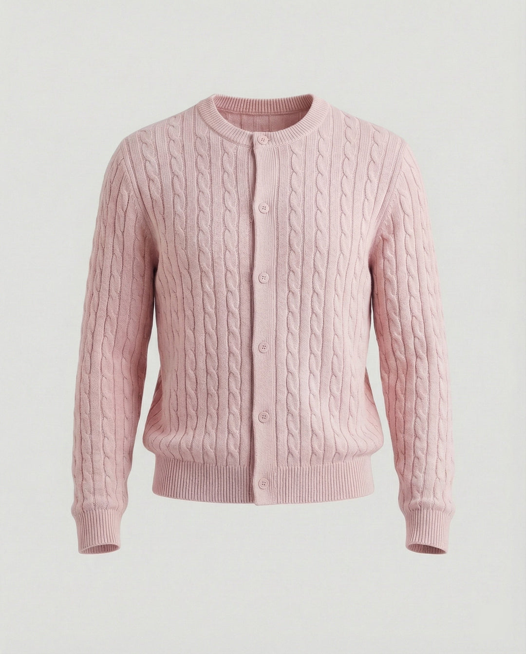 Damen kurzes Zopfmuster-Cardigan mit Rundhalsausschnitt und minimalistischer Knopfleiste
