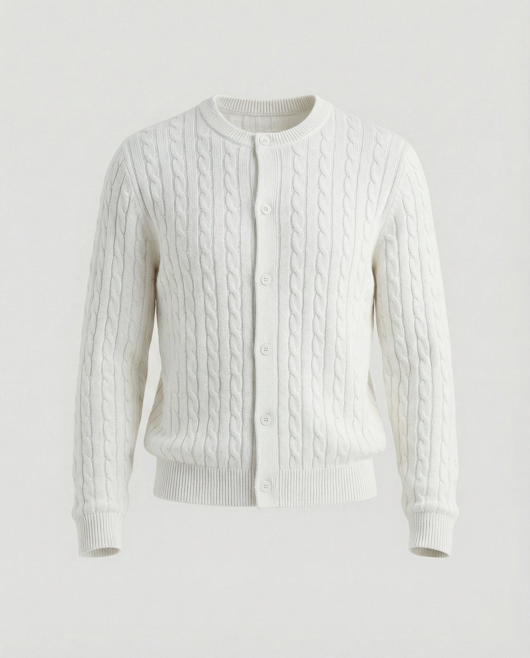 Damen kurzes Zopfmuster-Cardigan mit Rundhalsausschnitt und minimalistischer Knopfleiste