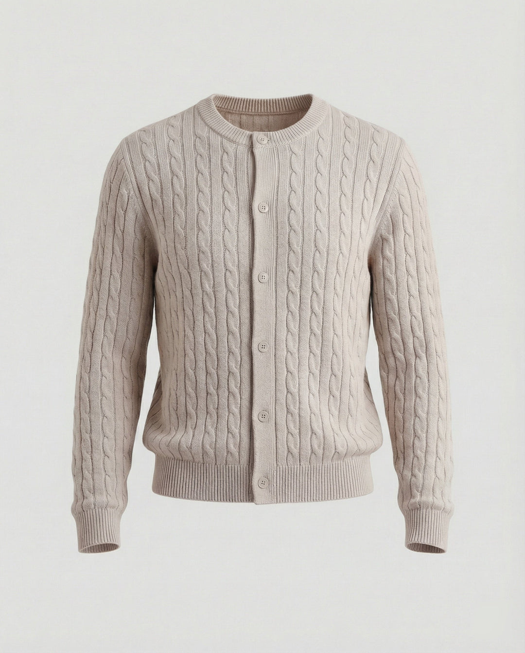 Damen kurzes Zopfmuster-Cardigan mit Rundhalsausschnitt und minimalistischer Knopfleiste