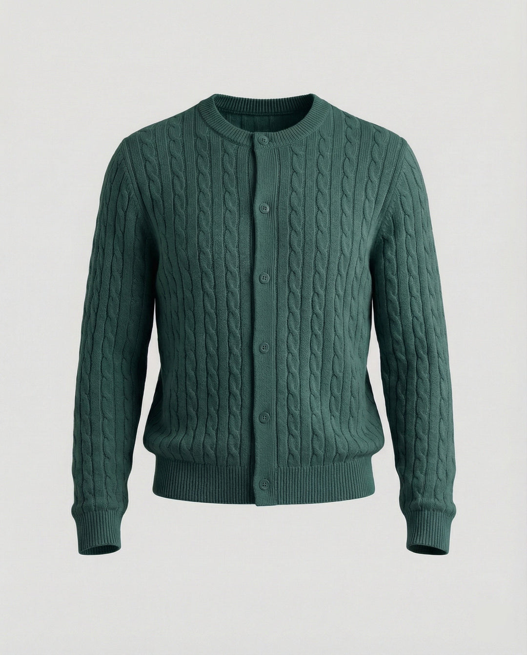 Damen kurzes Zopfmuster-Cardigan mit Rundhalsausschnitt und minimalistischer Knopfleiste
