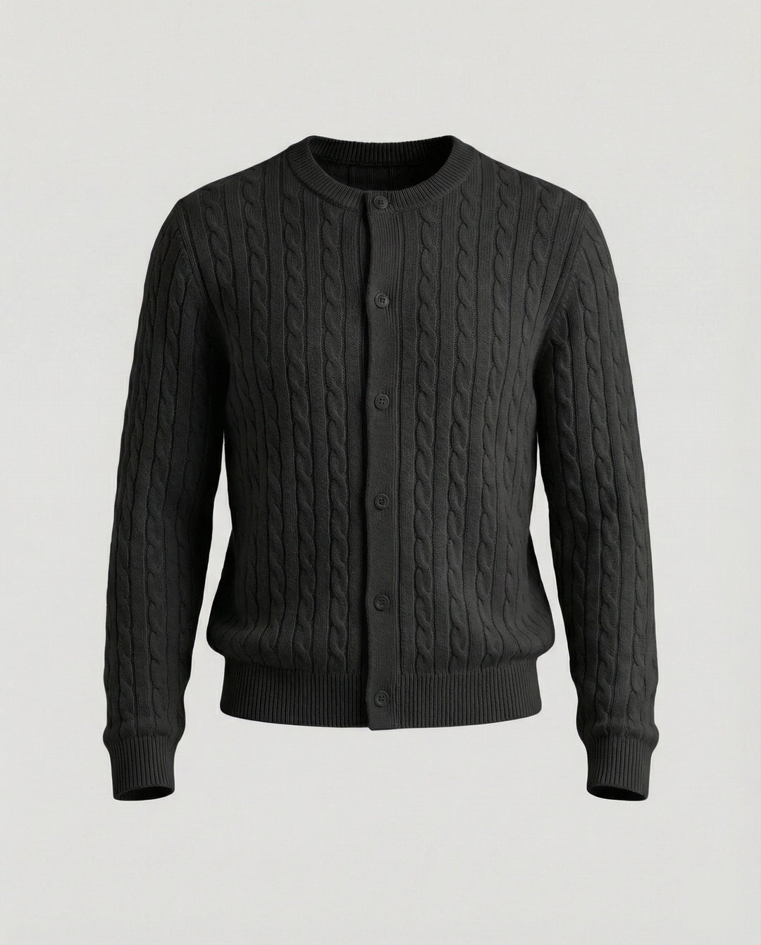 Damen kurzes Zopfmuster-Cardigan mit Rundhalsausschnitt und minimalistischer Knopfleiste