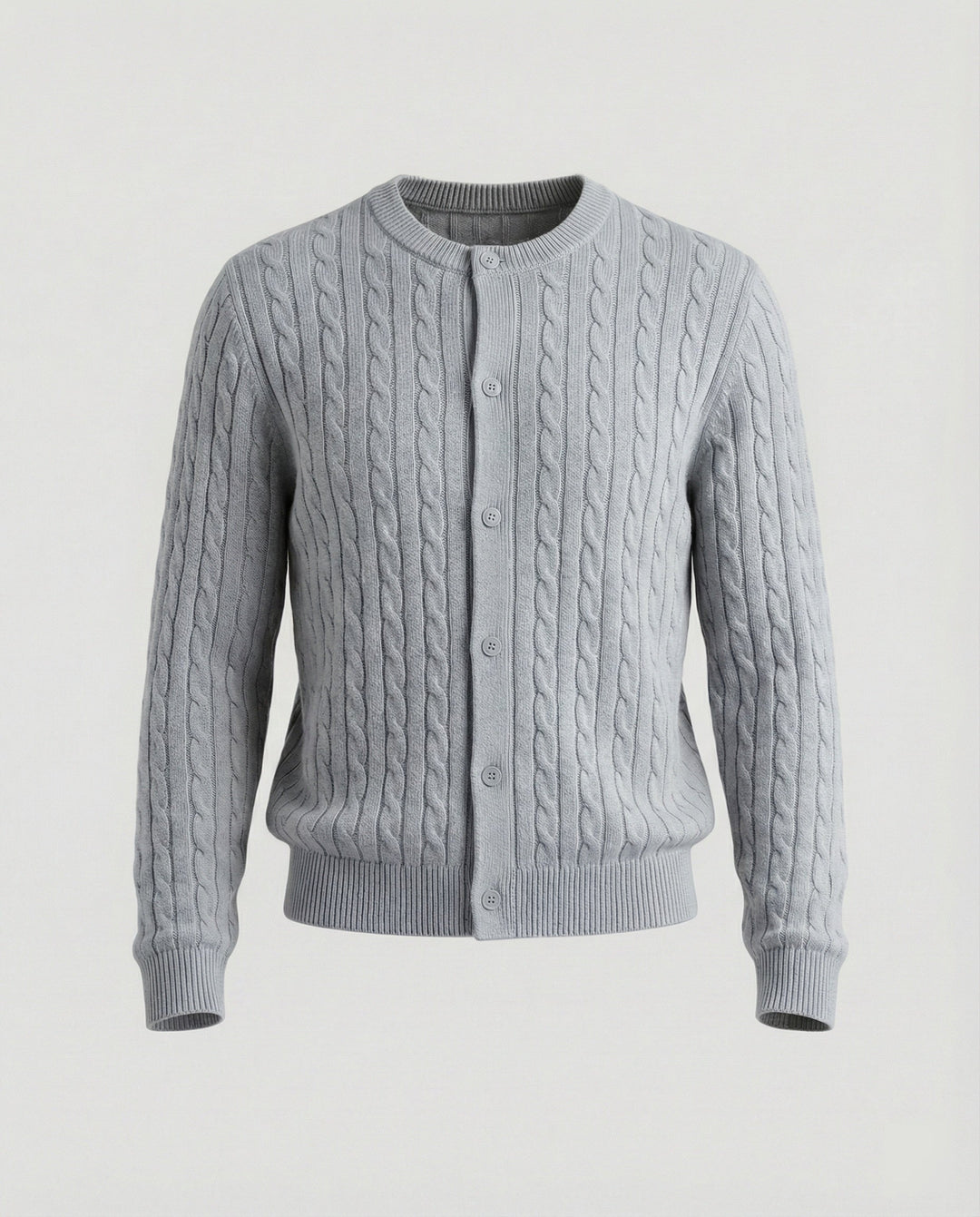 Damen kurzes Zopfmuster-Cardigan mit Rundhalsausschnitt und minimalistischer Knopfleiste