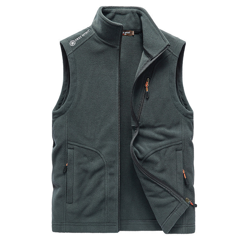 Herren Fleece-Weste mit Stehkragen, Reißverschlusstaschen und windabweisender Front Shop Nory