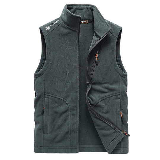 Herren Fleece-Weste mit Stehkragen, Reißverschlusstaschen und windabweisender Front Shop Nory